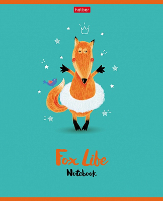 Тетрадь "Hatber", 48л, А5, клетка, лак, на скобе, серия "Funny Fox"