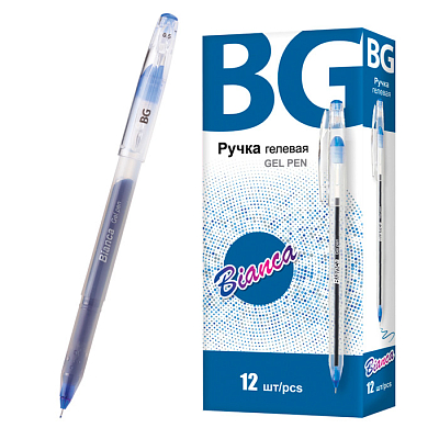 Ручка гелевая "BG Bianca", 0,5мм, синяя, прозрачно-матовый корпус