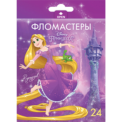 Фломастеры "Hatber VK", 24 цвета, серия "Принцессы", в картонной упаковке