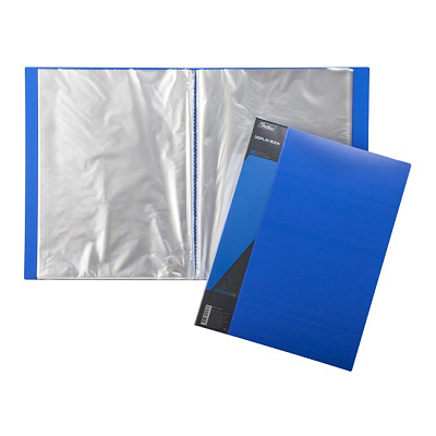 Папка пластиковая "Hatber", А4, 80 вкладышей, 800мкм, корешок 40мм, серия "Standard - Синяя"