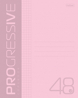 Тетрадь "Hatber", 48л, А5, клетка, пластиковая обложка, на скобе, серия "Progressive - Розовая"