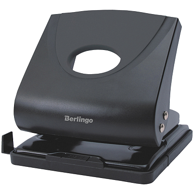 Дырокол "Berlingo Office Soft", 30л, линейка, пластиковый корпус, металлическое основание, чёрный, картонная упаковка