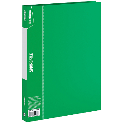 Папка пластиковая для документов "Berlingo", А4, 100л, 700мкм, корешок 17мм, пружинный скоросшиватель, серия "Standard - Зелёная"
