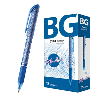 Ручка гелевая "BG Line", 1,00мм, синяя, корпус с узорами
