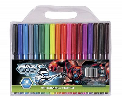Фломастеры Centrum, серия "Max Steel", 18 цветов в картонной упаковке с европодвесом
