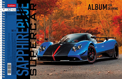 Альбом для рисования "Hatber", 32л, А4, перфорация на отрыв, на спирали, серия "BlueSupercar"