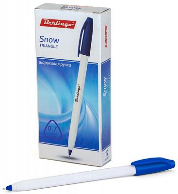 Ручка шариковая "Berligo Triangle Snow", 0.7мм, синяя, 12шт в упаковке
