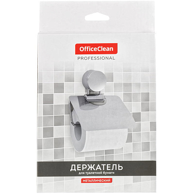 Держатель из нержавеющей стали для туалетной бумаги в рулонах "OfficeClean", хром