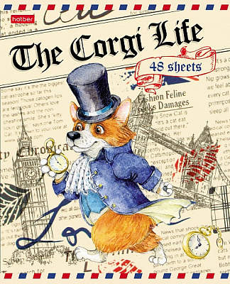 Тетрадь "Hatber", 48л, А5, клетка, на скобе, серия "Корги-Life"