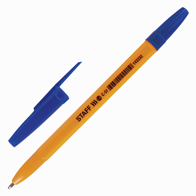 Ручка шариковая "Staff C-51", 1мм, синяя, оранжевый корпус