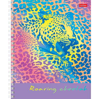 Тетрадь "Hatber", 48л, А5, клетка, фольгирование, на гребне, серия "Rainbow Animals"