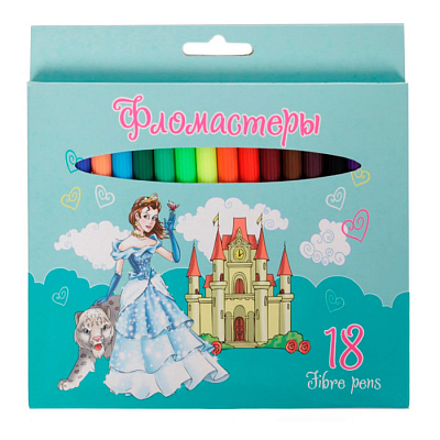 Фломастеры "Hatber VK", 18 цветов, серия "Мои принцессы", в картонной упаковке