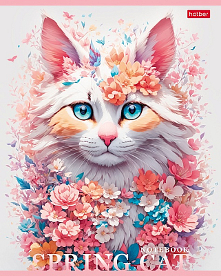 Тетрадь "Hatber", 48л, А5, клетка, на скобе, серия "Spring Cat"