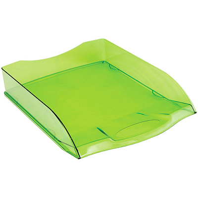 Лоток пластиковый горизонтальный для документов А4 "OfficeSpace Colorful", 340x250x60мм, тонированный, зелёный
