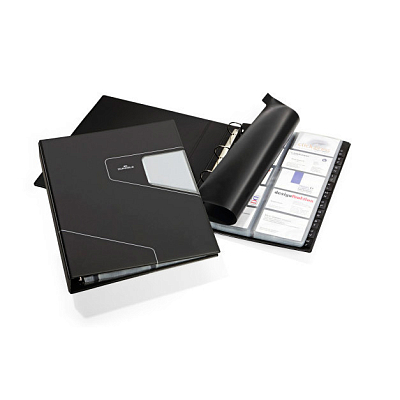 Визитница на кольцах "Durable Visifix Pro", А4, на 400 визиток 57х90 мм, темно-серая 