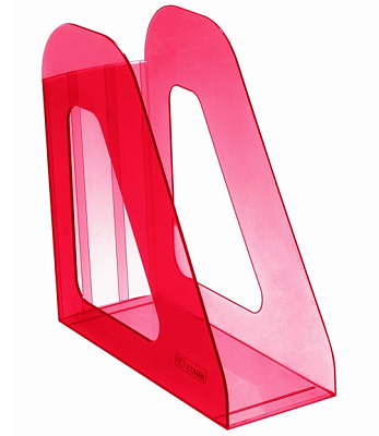 Лоток пластиковый вертикальный для документов А4 "Стамм Фаворит", 240x235x90мм, тонированный, красный