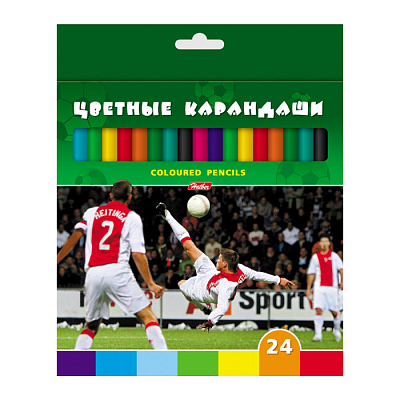 Карандаши "Hatber", 24 цвета, серия "Футбол", в картонной упаковке