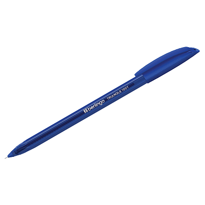 Ручка шариковая "Berlingo Triangle 100T", 0,7мм, синяя, чернила на масляной основе, игольчатый стержень, синий тонированный корпус