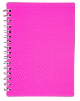 Записная книжка "Hatber", 80л, А6, пластиковая обложка, на гребне, серия "Diamond Neon Розовая"