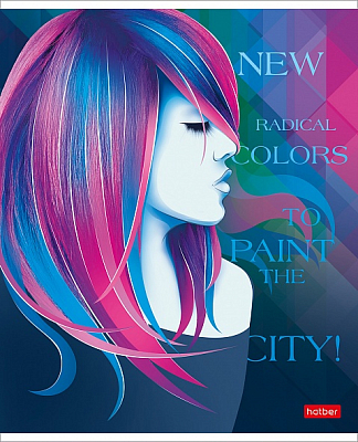 Тетрадь "Hatber", 48л, А5, клетка, лак, металлизация, на скобе, серия "Яркие локоны"