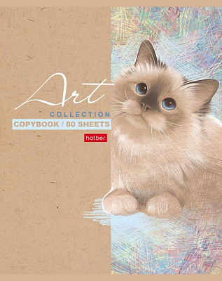 Тетрадь "Hatber", 80л, А5, клетка, ламинация, на скобе, серия "Art Collection"