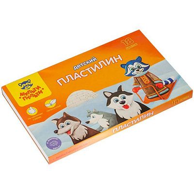 Пластилин "Мульти-Пульти", 18 цветов, 270гр, со стеком, серия "Енот на Аляске", в картонной упаковке
