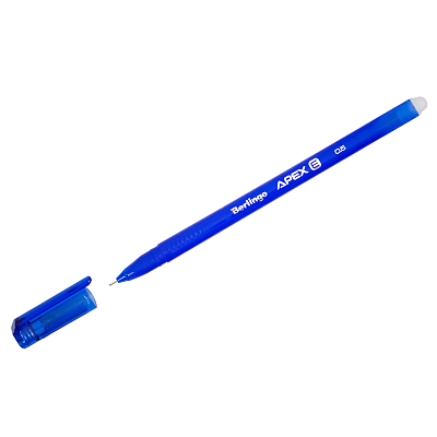 Ручка гелевая стираемая "Berlingo Apex E", 0,5мм, синяя, трёхгранный синий тонированный корпус