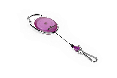Рулетка для бейджа "Durable Style", вытяжной механизм до 80см, овальная, карабин, фиолетовая