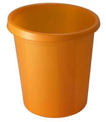 Корзина пластиковая для бумаг "Стамм", серия "Манго", 9л, круглая, цельная, оранжевая