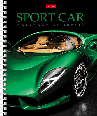 Тетрадь "Hatber", 48л, А5, клетка, лак, на гребне, серия "Sport Car"