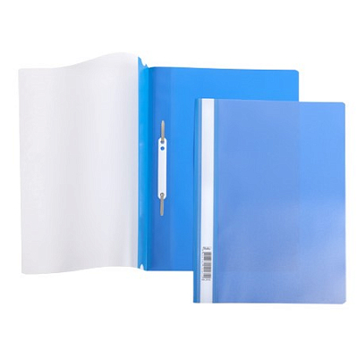 Папка-скоросшиватель пластиковая "Hatber", А4, 140/180мкм, прозрачный верх, синяя