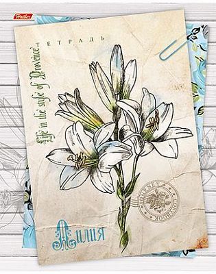 Тетрадь 96л А5ф клетка на скобе тиснение серия -Цветы Прованса-