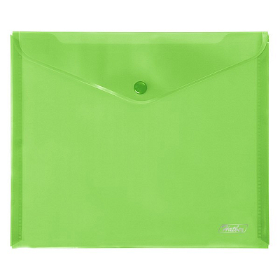 Папка-конверт пластиковая "Hatber", А5, 180мкм, на кнопке, зелёная
