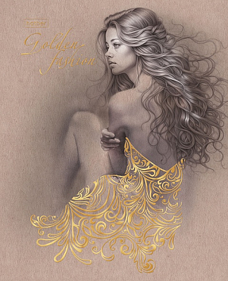 Тетрадь "Hatber", 96л, А5, клетка, 3D фольга, ламинация, на скобе, серия "Golden Lady"