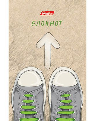 Блокнот "Hatber", 48л, А7, клетка, 3-х цветный блок, на клею, серия "Кеды"