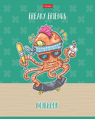 Тетрадь "Hatber", 40л, А5, клетка, на скобе, серия "Freaky Friends"