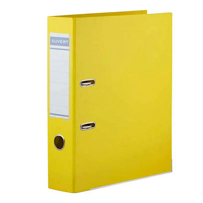 Папка-регистратор "Kuvert", А4, 72мм, боковой карман, жёлтая