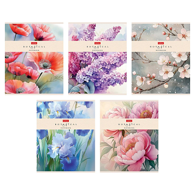 Тетрадь "Hatber", 48л, А5, клетка, ламинация "Soft-Tocuh", на скобе, серия "Ботаника"