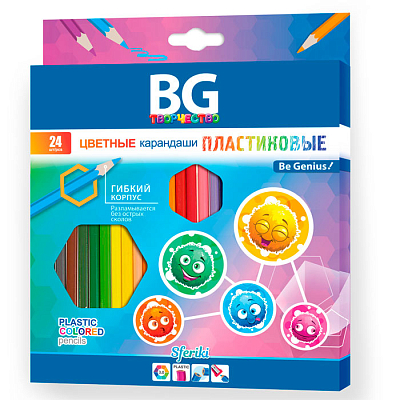 Карандаши "BG", 24 цвета, серия "Sferiki", в картонной упаковке