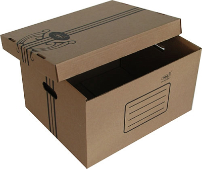 Короб картонный архивный "Kris" АС-11, 460x365x265мм, съёмная крышка, бурый