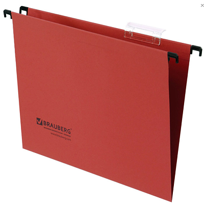 Папка картонная подвесная "Brauberg", А4, 315x245мм, 80л, 220гр/м2, красная