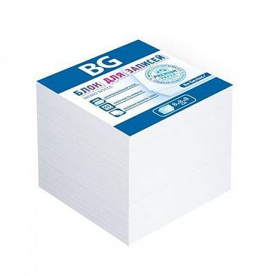 Блок бумаги для заметок "BG", 8х8х8см, белый, непроклеенный, в плёнке