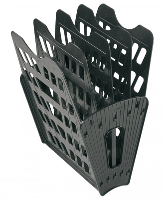 Лоток пластиковый вертикальный-горизонтальный для документов А4 "Стамм", 335x230x30мм, 4 отделения, сборный, чёрный