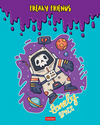 Тетрадь "Hatber", 48л, А5, клетка, на скобе, серия "Freaky Friends"