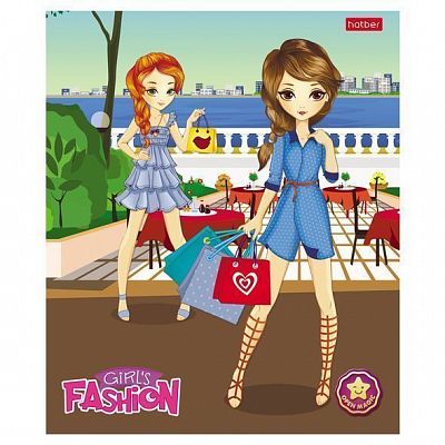 Тетрадь "Hatber", 48л, А5, клетка, на скобе, серия "Fashion Girl 4D"