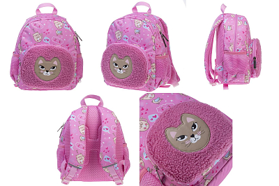 Рюкзак "Hatber", 27х23х11см, полиэстер, 1 отделение, 3 кармана, светоотражающие элементы, серия "Kids - Кошки-мышки"