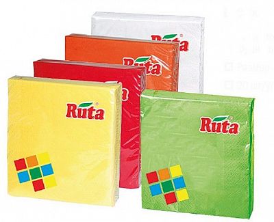 Бумажные салфетки "Ruta", 33х33см, 3 слоя, персиковые, упакованы по 20шт