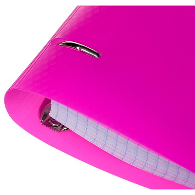 Тетрадь "Hatber", 120л, А5, клетка, на 4-х кольцах, пластиковая обложка, на резинке, серия "Diamond Neon - Розовая"
