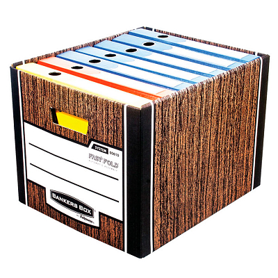 Короб архивный картонный "Fellowes Bankers Box Woodgrain", 340x295x405мм, тёмно-коричневый