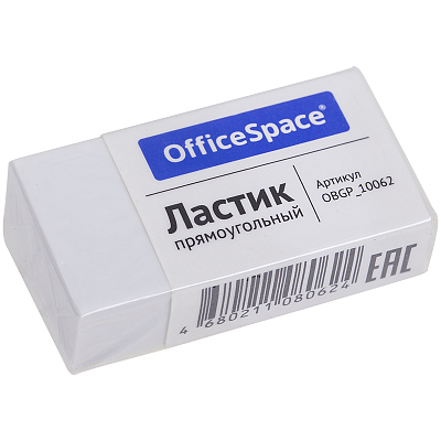 Ластик из термопластичной резины "OfficeSpace", 38x20x10мм, прямоугольный, белый